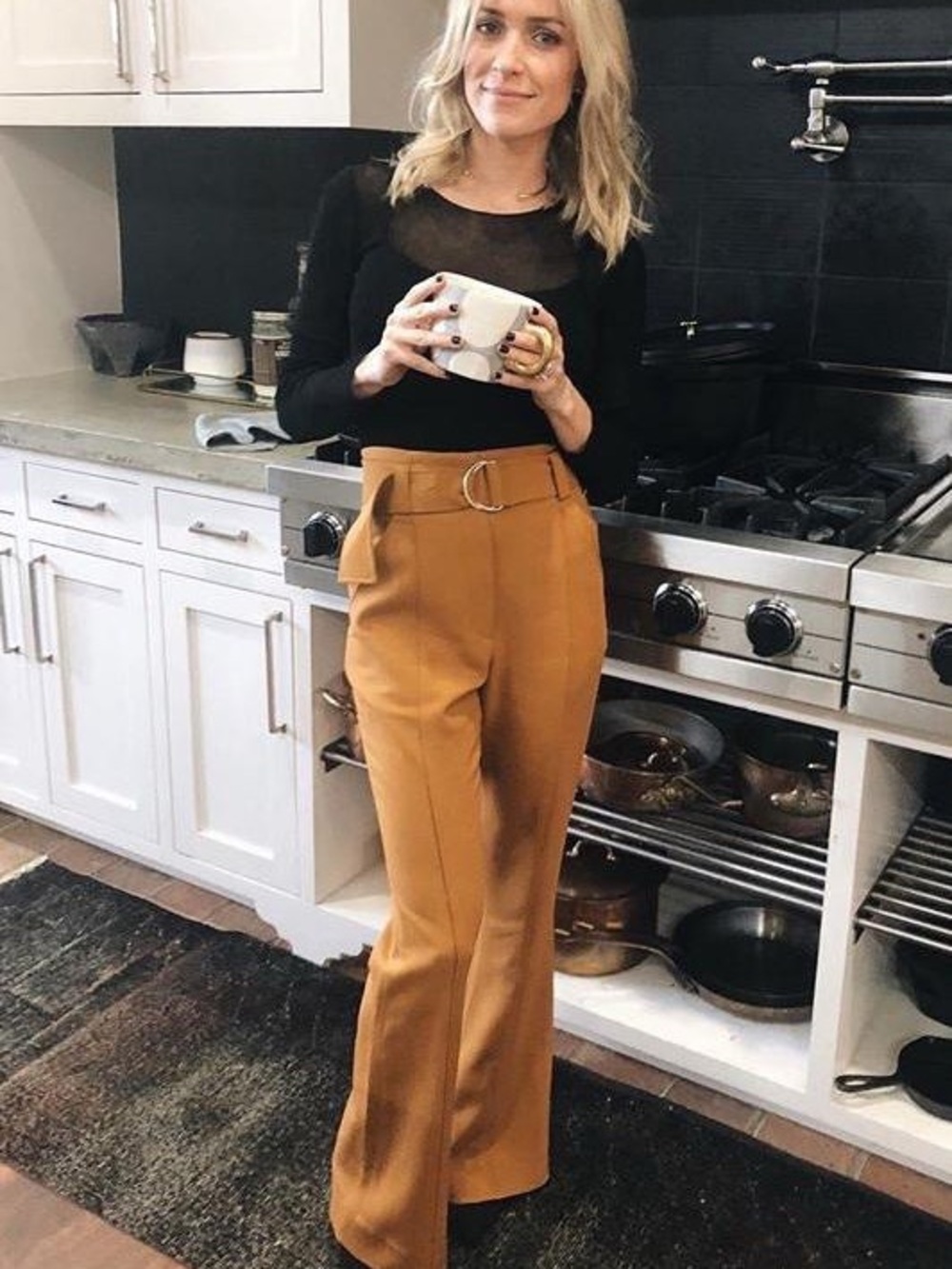 A.L.C. Foster Belted Flare Pants Mustard Size 10 Quiet Luxury Chic Office Career - Picture 2 of 16